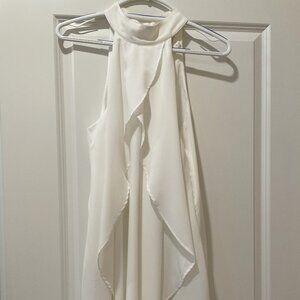Strapless Collared Ruffle White Dress